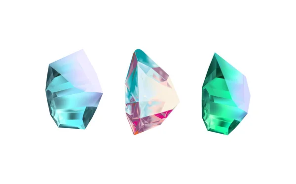 Скляні Блискучі Кристали Різними Відтінками Відображають Світло Колекція Зображень Алмазів — стоковий вектор