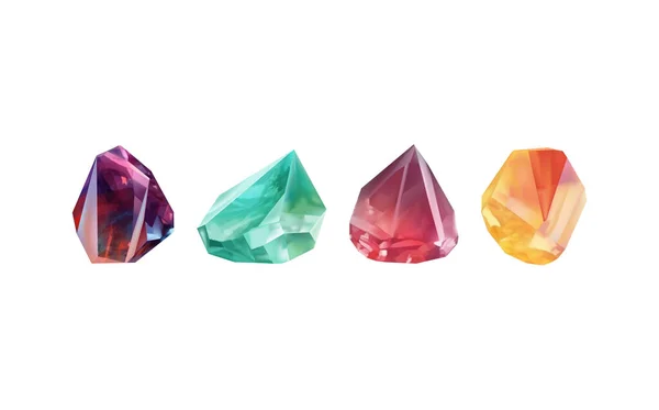 Glazen Glanzende Kristallen Met Verschillende Tinten Reflecterend Lichteen Verzameling Afbeeldingen — Stockvector