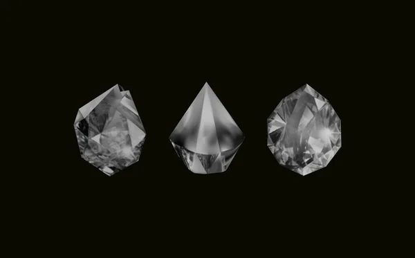 기하학적 형태와 크기의 다이아몬드의 이미지들이 결정들 — 스톡 벡터