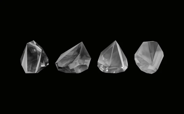 各种形状和尺寸的黑色钻石的集合矢量现实的发光宝石或彩色冰的集合 — 图库矢量图片