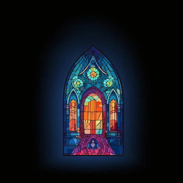 カトリックやキリスト教の装飾 教会のペインは 異なる形状の色のモザイクガラスで飾られました 抽象的な抽象的なペイントウィンドウの美しいコレクション — ストックベクタ