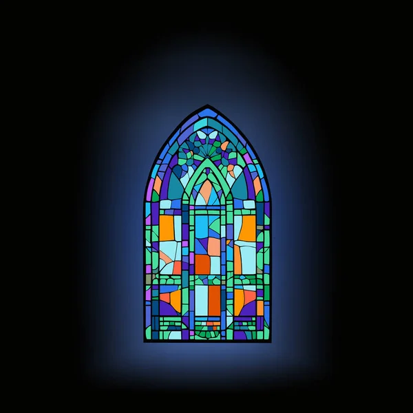 Painéis Igreja Decorados Com Vidro Mosaico Colorido Diferentes Formas Bela — Vetor de Stock