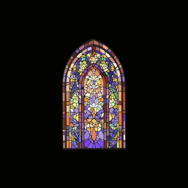 Katolickie Lub Chrześcijańskie Dekoracje Szyby Kościelne Ozdobione Kolorowym Szkłem Mozaikowym — Wektor stockowy