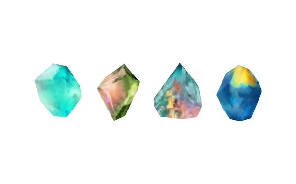 Cristalli Brillanti Vetro Con Diverse Tonalità Che Riflettono Luce Una — Vettoriale Stock