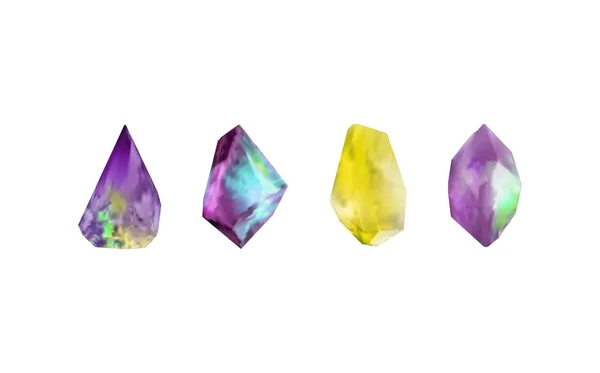 Cristale Strălucitoare Din Sticlă Diferite Nuanțe Care Reflectă Lumina Colecție — Vector de stoc