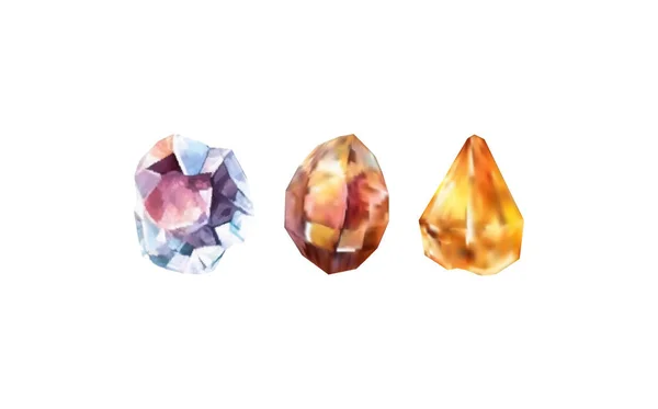 Glazen Glanzende Kristallen Met Verschillende Tinten Reflecterend Licht Een Verzameling — Stockvector