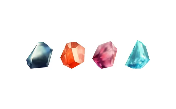 Cristalli Brillanti Vetro Con Diverse Tonalità Che Riflettono Luce Una — Vettoriale Stock