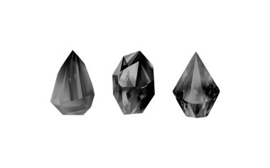 Işığı yansıtan farklı gölgelere sahip parlak kristaller. Çeşitli geometrik şekillerde, renklerde ve boyutlarda elmasların bir koleksiyonu. Gerçekçi parlak taş kümesi ya da renkli buz..