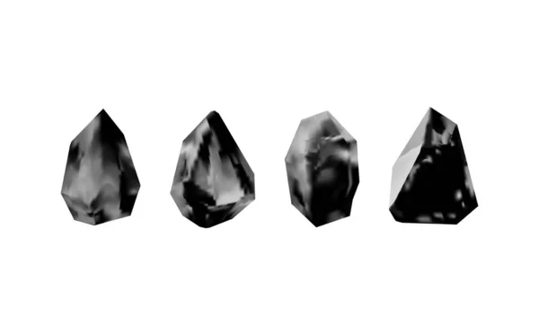 Glasblanka Kristaller Med Olika Nyanser Reflekterande Ljus Samling Bilder Diamanter — Stock vektor