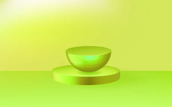Αφηρημένες Γεωμετρικές Πλατφόρμες Κενό Στρογγυλό Χρυσό Πράσινο Podium Light Κίτρινο — Διανυσματικό Αρχείο