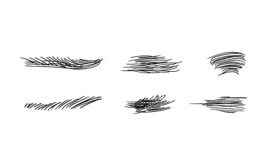 Vurgulama çizgileri ve imzalar dizisi. Çarpıtılmış ve çaprazlanmış çizgiler. Fırça darbeleri veya mürekkep..