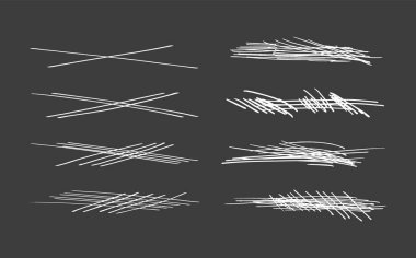 Fırça darbesi işaretleyicileri veya mürekkep. Doodle vektör grafik elementleri. Çarpıtılmış ve çaprazlanmış çizgiler ve imzalar..