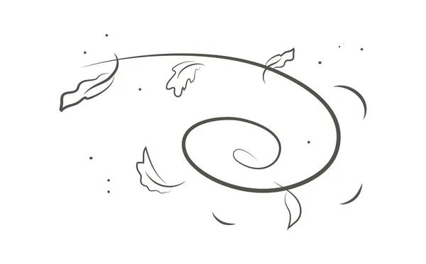 Дуновение Ветра Установленное Линию Стиля Wave Текущая Иллюстрация Нарисованным Руки — стоковый вектор