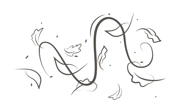 Windstoß Linienstil Welle Fließende Illustration Mit Handgezeichneten Doodle Cartoon Stile — Stockvektor