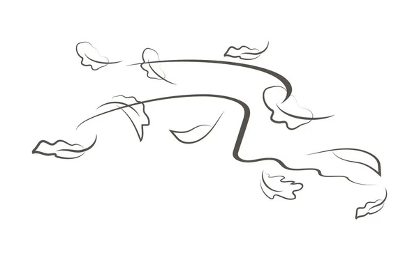 Onde Illustration Fluide Avec Dessin Animé Dessiné Main Style Doodle — Image vectorielle