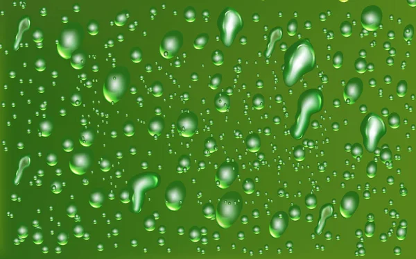 实际的湿冷凝结构 淡水对表面的飞溅效应 雨水透明的水滴沿着玻璃流下 液体传播的水滴形状 — 图库矢量图片