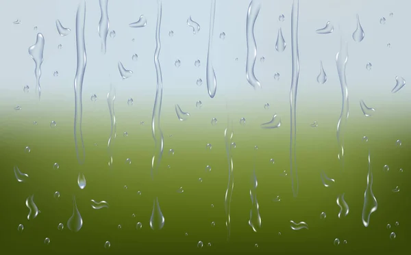 Realistische Nasse Kondensationstextur Frischwasser Spritzeffekt Auf Der Oberfläche Regentropfen Fließen — Stockvektor