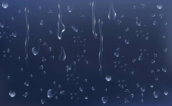Realistisk Våt Kondens Textur Färskvatten Stänk Effekt Ytan Regn Transparent — Stock vektor