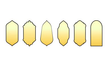 Ramazan kareem simbol simge. İslami pencerelerin renkli siluetleri. Arap çerçevesi..