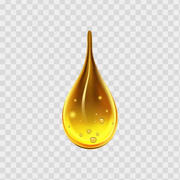 Spadająca Kropla Benzyny Żółta Płynne Złote Krople Wody Miodu Lub — Wektor stockowy