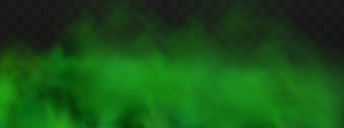 Yeşil kötü koku, duman veya zehirli gaz, kimyasal zehirli buhar. Şeffaf kareli arka planda izole edilmiş vektör gerçekçi koku veya ter kokusu seti..