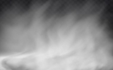 Bulutlu gökyüzü ya da şehrin üzerindeki sis. Vektör illüstrasyonu.Beyaz vektör bulanıklığı, sis ya da siyah kareli arkaplanda duman.