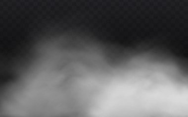 Bulutlu gökyüzü ya da şehrin üzerindeki sis. Vektör illüstrasyonu.Beyaz vektör bulanıklığı, sis ya da siyah kareli arkaplanda duman.