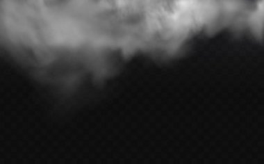 Bulutlu gökyüzü ya da şehrin üzerindeki sis. Vektör illüstrasyonu.Beyaz vektör bulanıklığı, sis ya da siyah kareli arkaplanda duman.