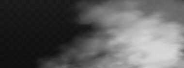 Bulutlu gökyüzü ya da şehrin üzerindeki sis. Vektör illüstrasyonu.Beyaz vektör bulanıklığı, sis ya da siyah kareli arkaplanda duman.