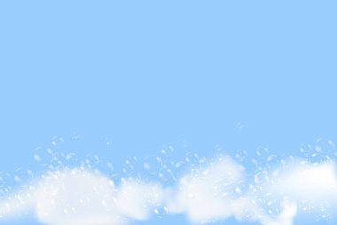 Şampuan köpüğü dokusu, parlayan şampuan ve banyo köpüğü vektör çizimi. Şeffaf arka planda izole edilmiş banyo köpüğü..