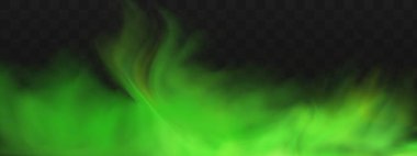 Vector realistic set of stench breath or sweat odor isolated on transparent checkered background.Green stink bad smell, smoke or poison gases,chemical toxic vapour.