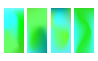 Vektör soyut parlak yeşil gradyan mesh.Neon bulanık dalga. Yeşil, nane mavisi renkte Gradyan tasarımı.