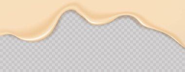 Şeffaf arkaplanda gerçekçi sıvı mayonez akışı.