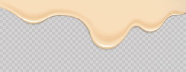 Şeffaf arkaplanda gerçekçi sıvı mayonez akışı.