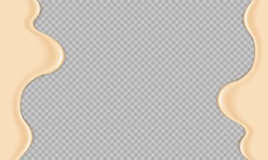 Şeffaf arkaplanda gerçekçi sıvı mayonez akışı.