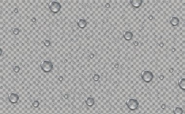 Fresh water splash effect on the surface.Liquid spreading droplet shapes.Rain transparent drops flow down the glass.Realistic wet condensation texture. clipart