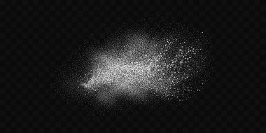 Yağmur örtüsü etkisi ve deniz spreyi. Vektör un illüstrasyonu. Şeker ve tuz kristallerinin tanecikli dağılımı. Su ve kar damlaları.