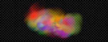 Renkli duman bulutlarından oluşan bir patlamanın arka planı. Mavi ve sarı parçacıklı çok renkli sis. Renk tozu patlamaları..