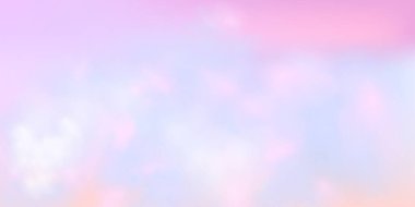 Kabarık bulutlu gökyüzü. Panoramik soyut pembe gökyüzü arkaplanı. Gradyan fantezi cenneti.