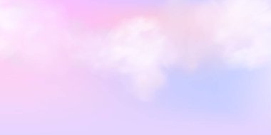 Kabarık bulutlu gökyüzü. Panoramik soyut pembe gökyüzü arkaplanı. Gradyan fantezi cenneti.