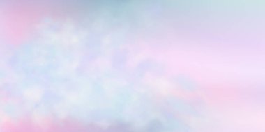 Kabarık bulutlu gökyüzü. Panoramik soyut pembe gökyüzü arkaplanı. Gradyan fantezi cenneti.