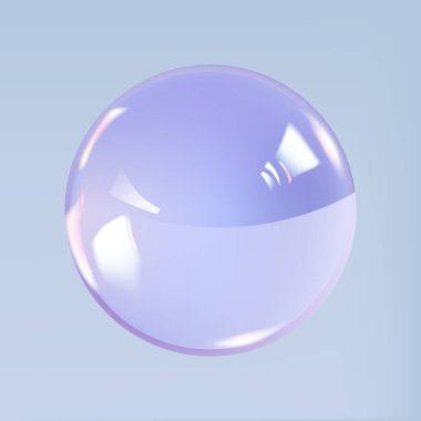 Geometrik soyut şekil. Gerçekçi parlak cam top. Soyut 3 boyutlu ışık kabarcığı..