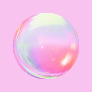 Geometrik soyut şekil. Gerçekçi parlak cam top. Soyut 3 boyutlu ışık kabarcığı..
