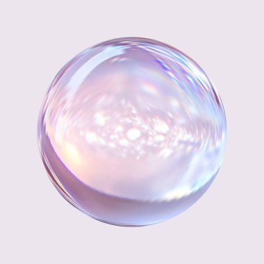 Geometrik soyut şekil. Gerçekçi parlak cam top. Soyut 3 boyutlu ışık kabarcığı..