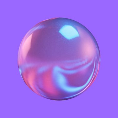 Geometrik soyut şekil. Gerçekçi parlak cam top. Soyut 3 boyutlu ışık kabarcığı..