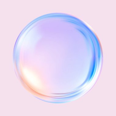 Geometrik soyut şekil. Gerçekçi parlak cam top. Soyut 3 boyutlu ışık kabarcığı..