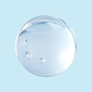 Geometrik soyut şekil. Gerçekçi parlak cam top. Soyut 3 boyutlu ışık kabarcığı..