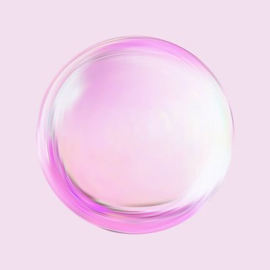 Geometrik soyut şekil. Gerçekçi parlak cam top. Soyut 3 boyutlu ışık kabarcığı..