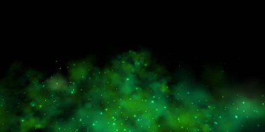 Yıldızlı neon sihirli toz parıldıyor. Arka planda gizemli dumanın gerçekçi dokusu, yeşil sis kıvrılıyor ve parlayan parçacıklarla parıldıyor..