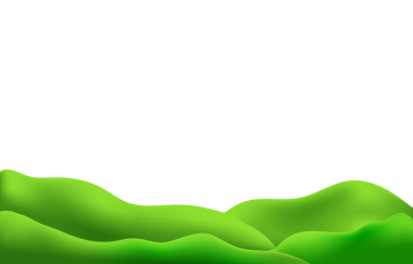 Yeşil tepeler, dağlar ve desenli çimen tarlası ile üç boyutlu manzara neşeli bir çevre dostu park manzarası yaratır..